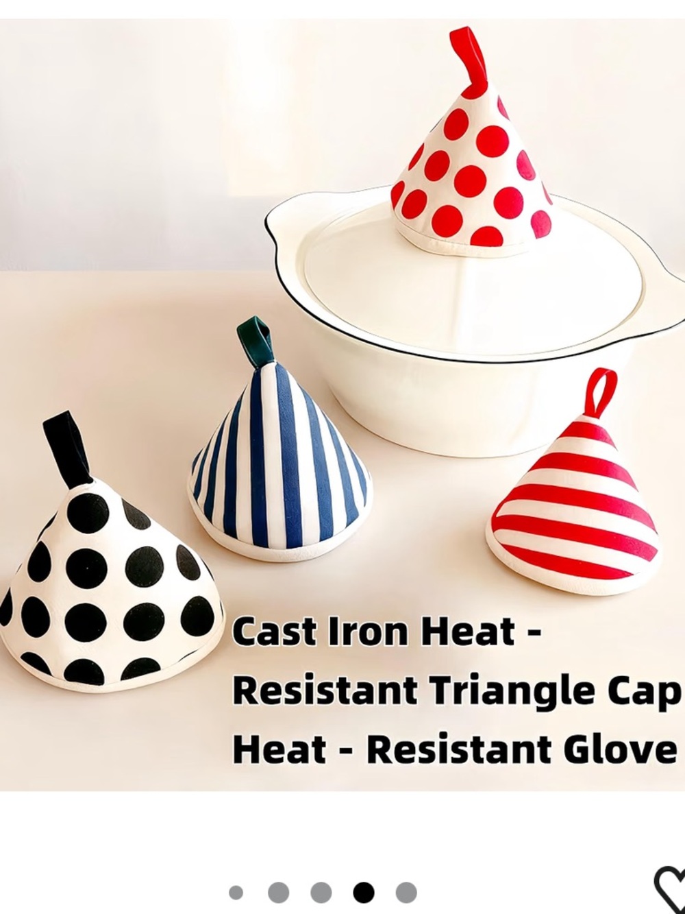 Set of 4 Triangular Pot Handle Heat Protection Covers, Reusable for Cast pan.